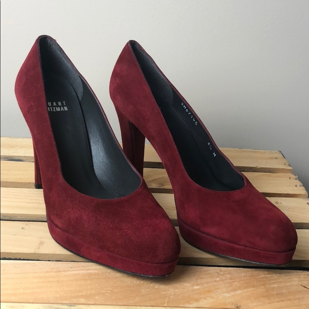 Burgundy Suede Stuart Weitzman Pumps